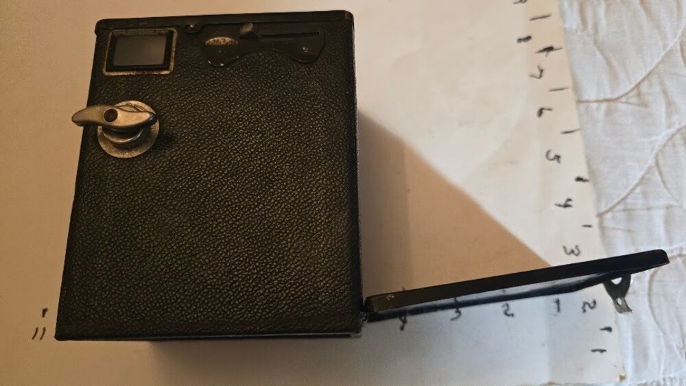 Black Box Camera with Metal Winding Knob Antique Photography